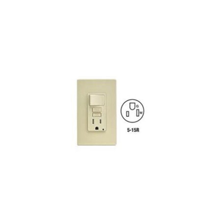 Gorgeousglow Mfg C21-GFSW1-00I Self-Test Tamper Resistant GFCI Switch & Outlet Combination With Wallplate Ivory GO110736